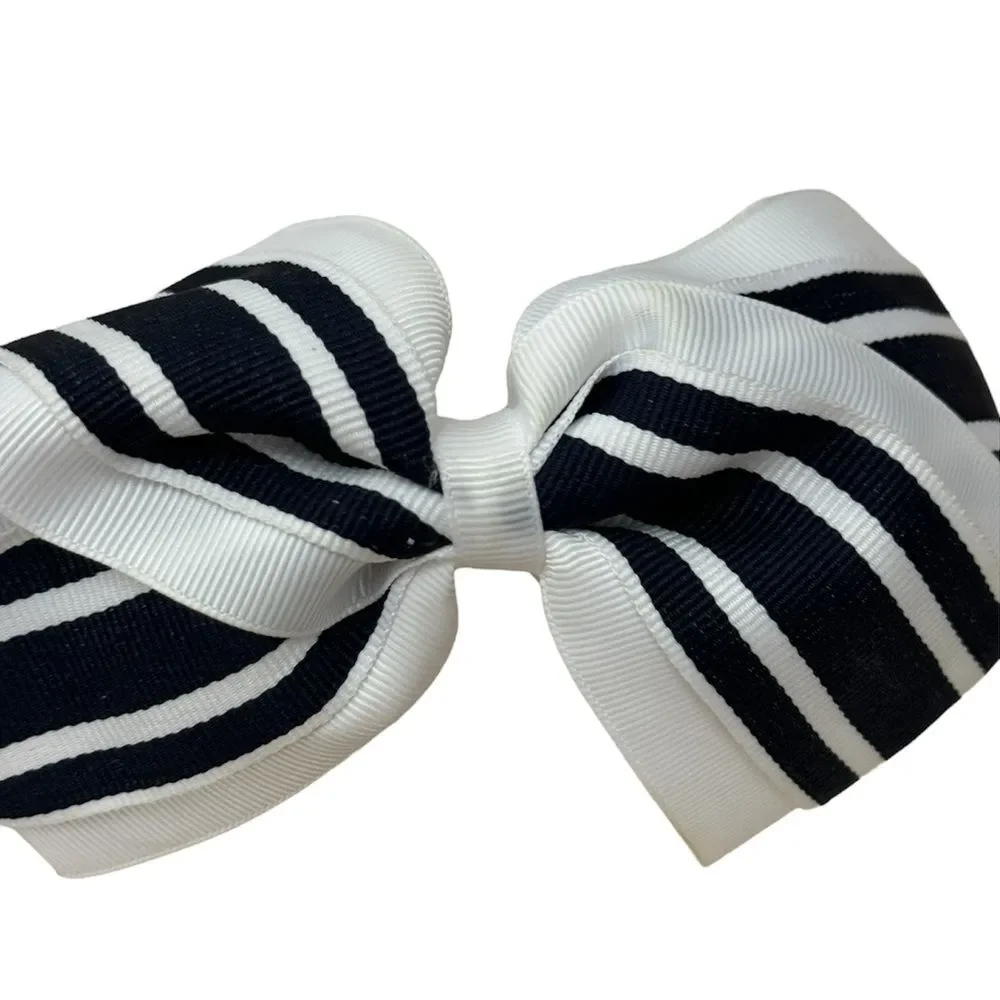 Vineyard Vines Navy Blue and White Bow Headband with VV Whale in Pink